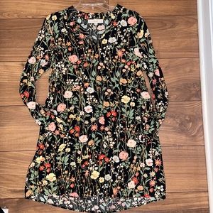 Floral long sleeve knee length dress